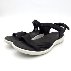 ECCO Cruise II Open Toe Sandals Hook & Loops Women's Black Size US7.5 EU38